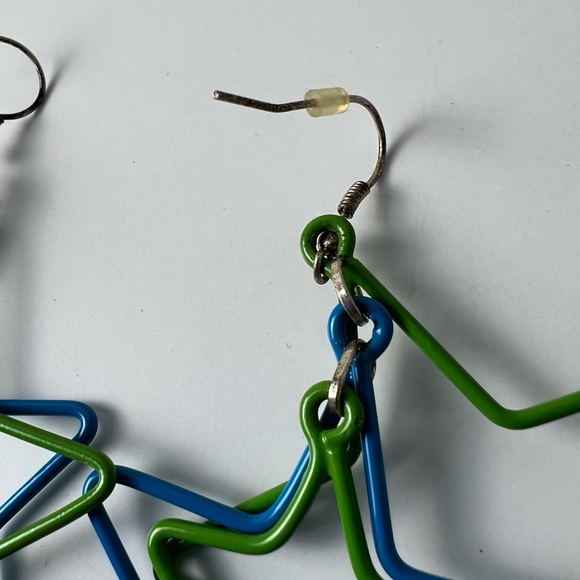 Blue Green Metal Star Pierced Earrings - Picture 12 of 16